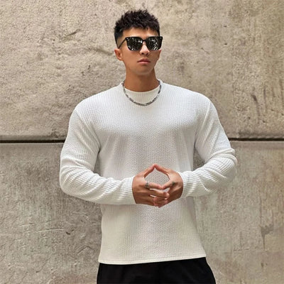 New Long Sleeve t shirt for Men Autumn Fashion Cotton Solid Color t-shirts Cozy Streetwear Men's t-shirt 3XL Baggy Korean Trendy