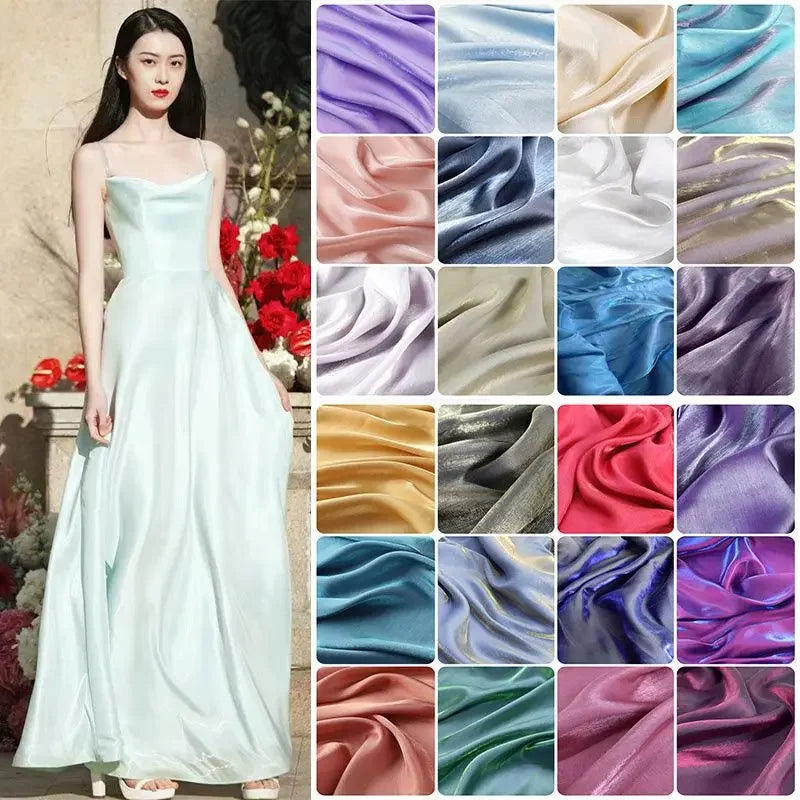 Mermaid Texture Gradient Reflective Fabric Illusion By The Meter for Shirt Full Dress Hanfu Clothing DIY Sewing Soft Cloth White