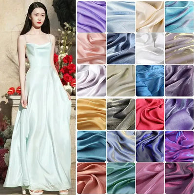 Mermaid Texture Gradient Reflective Fabric Illusion By The Meter for Shirt Full Dress Hanfu Clothing DIY Sewing Soft Cloth White