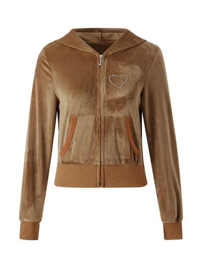 Women Velvet Coats Casual Gothic Grunge Y2K Aesthetic Clothes Zip Up Hooded Sweatshirt Jackets  Autumn Outerwear