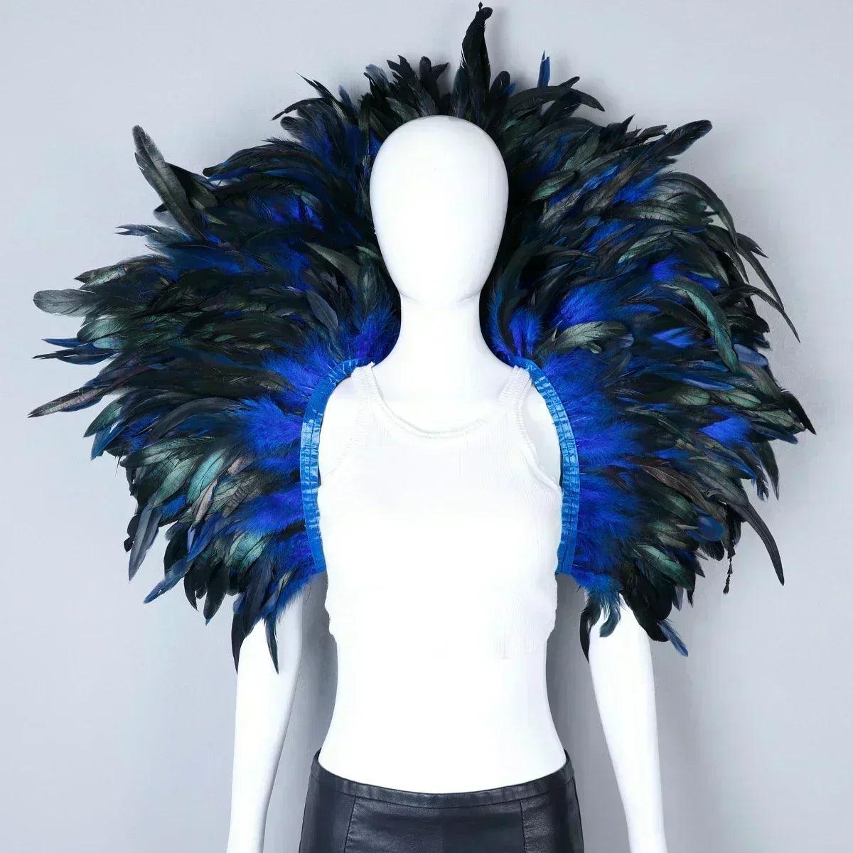 Designer feather scarf (punk halloween carnival masked ball party)accessory