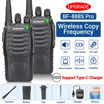 Baofeng BF-88E Pro Walkie Talkie Wireless Copy Frequency Long Range UHF 400-470MHz Portable Ham Two Way Radio for Hunting