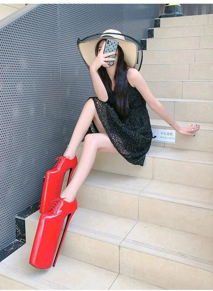Women's Waterproof Platform High Heel Shoes 30cm | Lace up Fashion High Heel Shoes New | Trendy Model Shoes