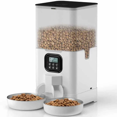 Pet Cat Feeders Large Capacity Automatic Feeder 6L Double Auto Cat Food Dispenser Smart Timed Cat Feeder for Cats Dog Dry Food