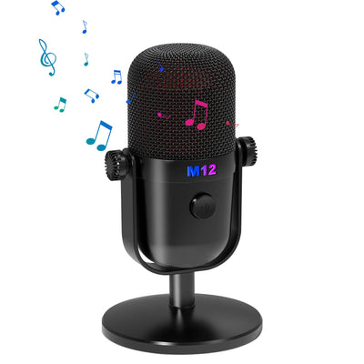 USB Condenser Microphone Gaming Mic RGB Lighting Effects for Laptop Phone Recording Live Streaming Karaoke Music Accessories