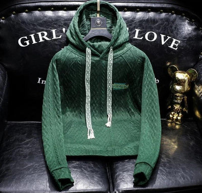 Sweatshirts for Man Cropped Hooded Men's Clothing Solid Green Hoodies Novelty and Cheap New in Loose Designer Streetwear Cotton