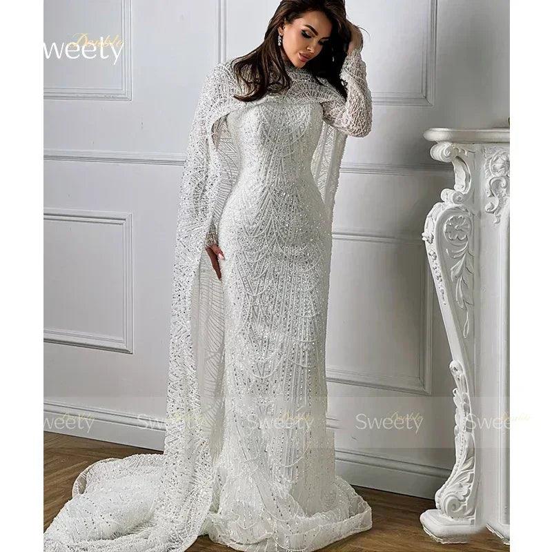 Mermaid wedding dress lace with beading ball gown