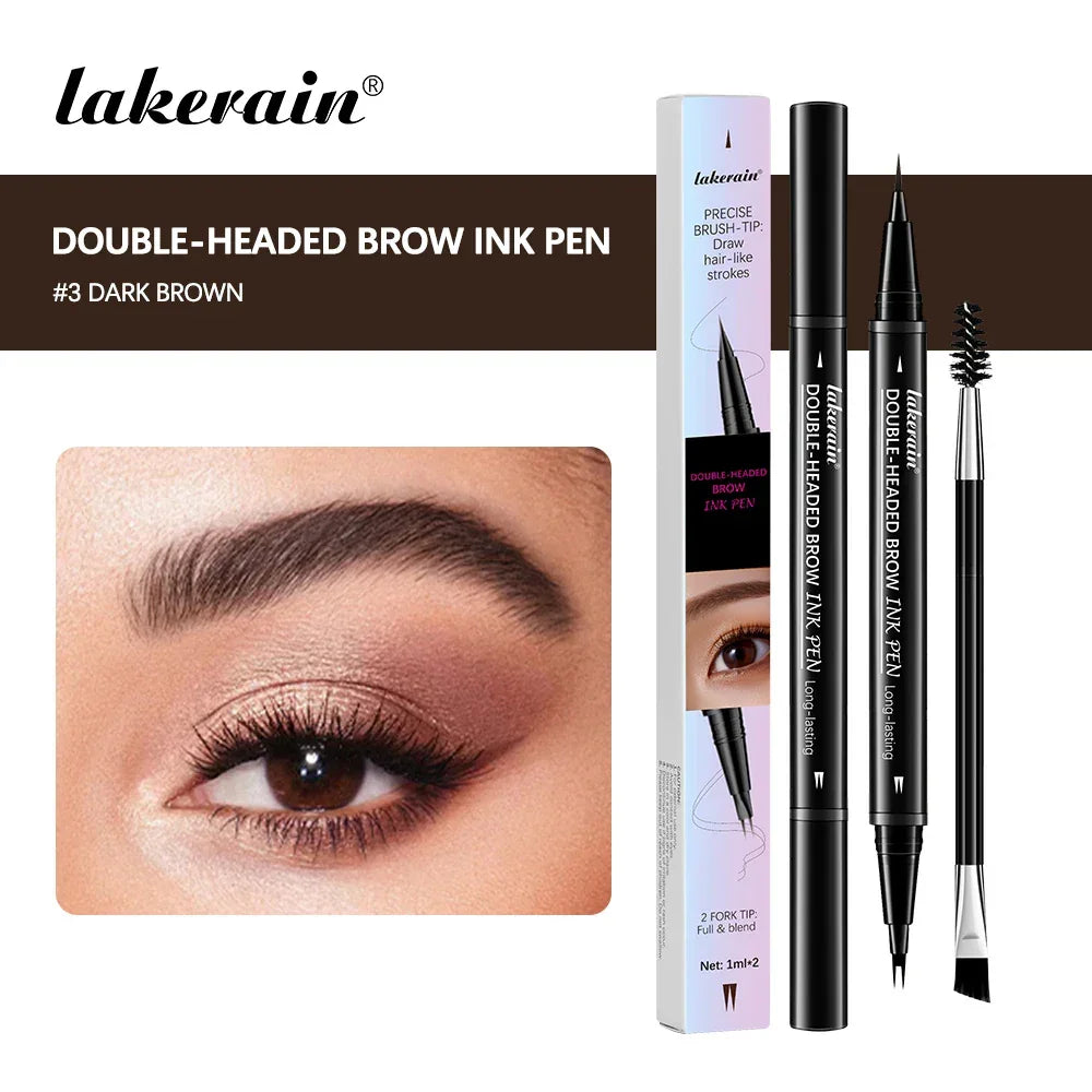 2 In 1 Eyebrow Pencil Eyeliner Double-Headed Long-Lasting Waterproof Smudge-Proof Precise Delineation Natural Tones for All Skin