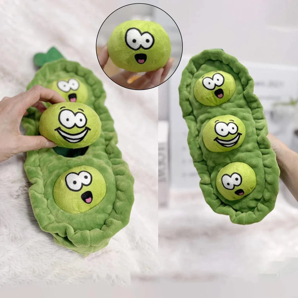 Pet Dog Snack Hiding Toys Relieve Boredom Interactive Doll  Pea Pods Sets Throwing Chasing Plush Toy Slow Food Smelling Pet Ball