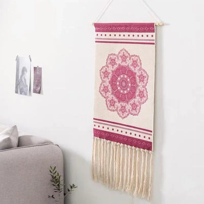 Home decoration Bohemian Tapestry Wall decor aesthetic room Tassel Macrame Hanging Art geometric Woven Cotton Handmade Linen for