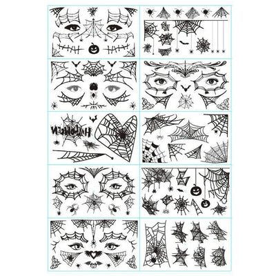 Temporary Tattoos for Women Adult Kids Girl Halloween Spider Web Tattoo Face False Waterproof Sticker Neck Arm Hands Tattoos