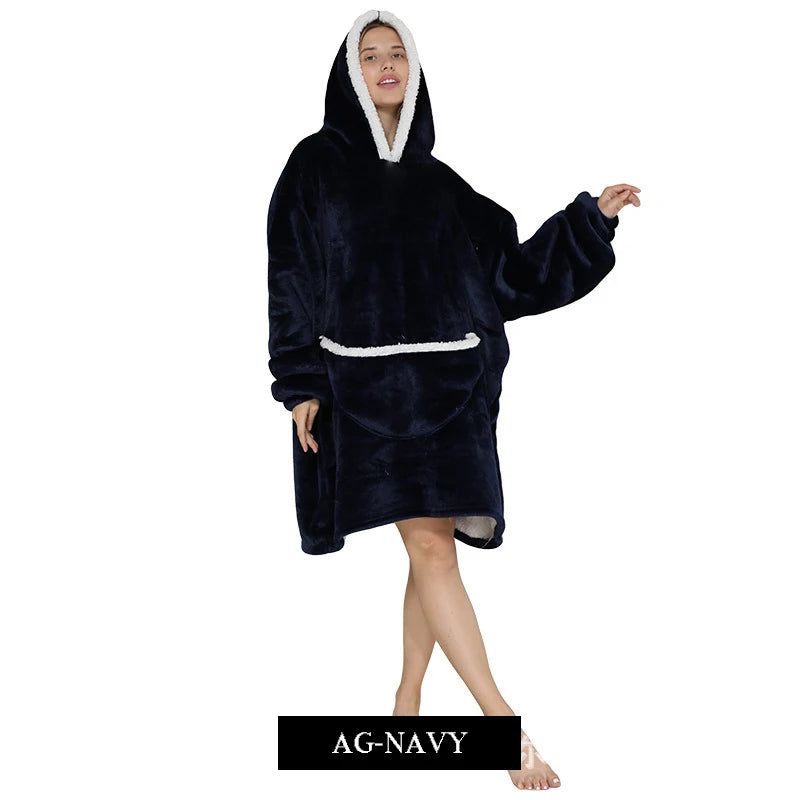 Blanket Hoodie Sherpa Fleece Oversized Wearable Blanket Warm Thick Big Hooded Sweatshirt Blanket for Women Adults Men Teens