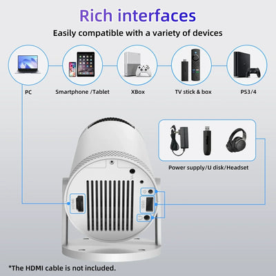 Portable Projector 4K Android 11 Dual Wifi6 290ANSI Allwinner H713 BT5.0 1080P 1280*720P Home Theatre Outdoor Cinema Projetors