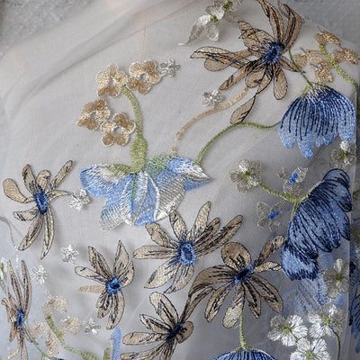 Haute Couture Tulle Mesh Lace Embroidery women's Wedding Dress Fabric Curtain DIY Gauze Skirt Sewing Stitching Material Cloth