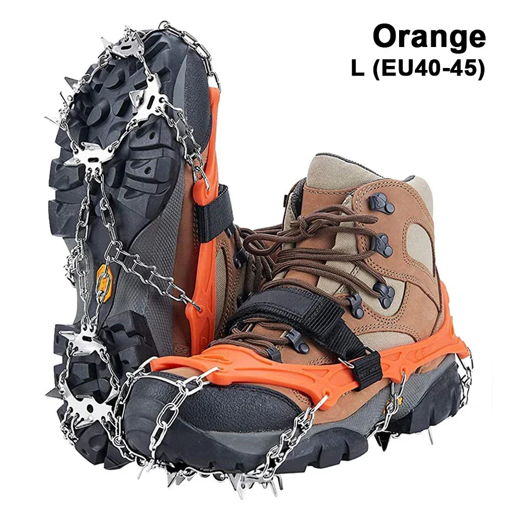 Crampons Shoes 19 Spikes Ice Snow Gripper Shoes Camping Anti-Slip Climbing Protect for Jogging Walking Hiking on Snow Ice