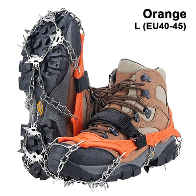 Crampons Shoes 19 Spikes Ice Snow Gripper Shoes Camping Anti-Slip Climbing Protect for Jogging Walking Hiking on Snow Ice