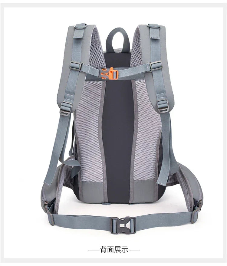 Fashionable and Wear-Resistant Outdoor Travel Backpack, Black and Red Contrasting Color Large-Capacity Mountaineering Bag with Waterproof Cover