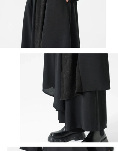 Men's Wide Leg Fashion Pants Pleated Elastic Waist Designer Tie Side Wrap Trousers Summer Streetwear Chinese Japanese Type Pants