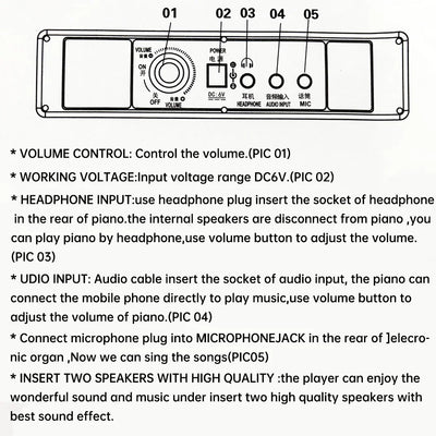 37 Keys Digital Piano for Kids and Adults 2.2CM Piano Key with Mic and Earphones Jacks Music Educational Instrument Wood Piano