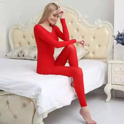 Women traceless thermal underwear set unisex intimate pajamas ultra-thin winter constant temperature long sleeve lingerie 2 piec