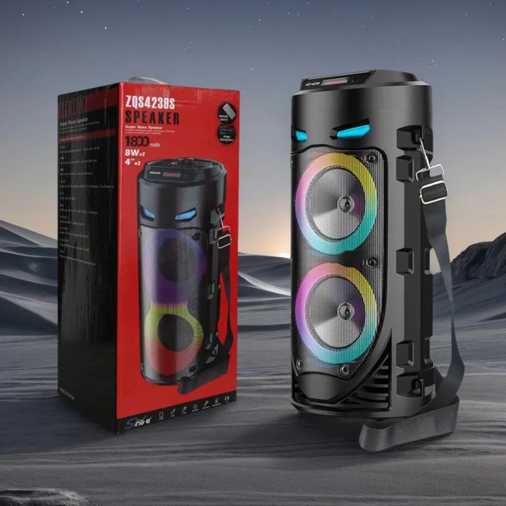 Bluetooth Wireless Speaker Stereo Speaker Support USB/TF/AUX/FM/BT/MIC Loud Boombox Speaker with Bass Lights for Outdoor Party