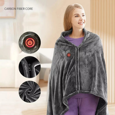 USB Heated Blanket Wearable Body Warmer Heating Shawl 9 Heated Areas Winter Electric Blanket 3 Heated Level For Home And Office