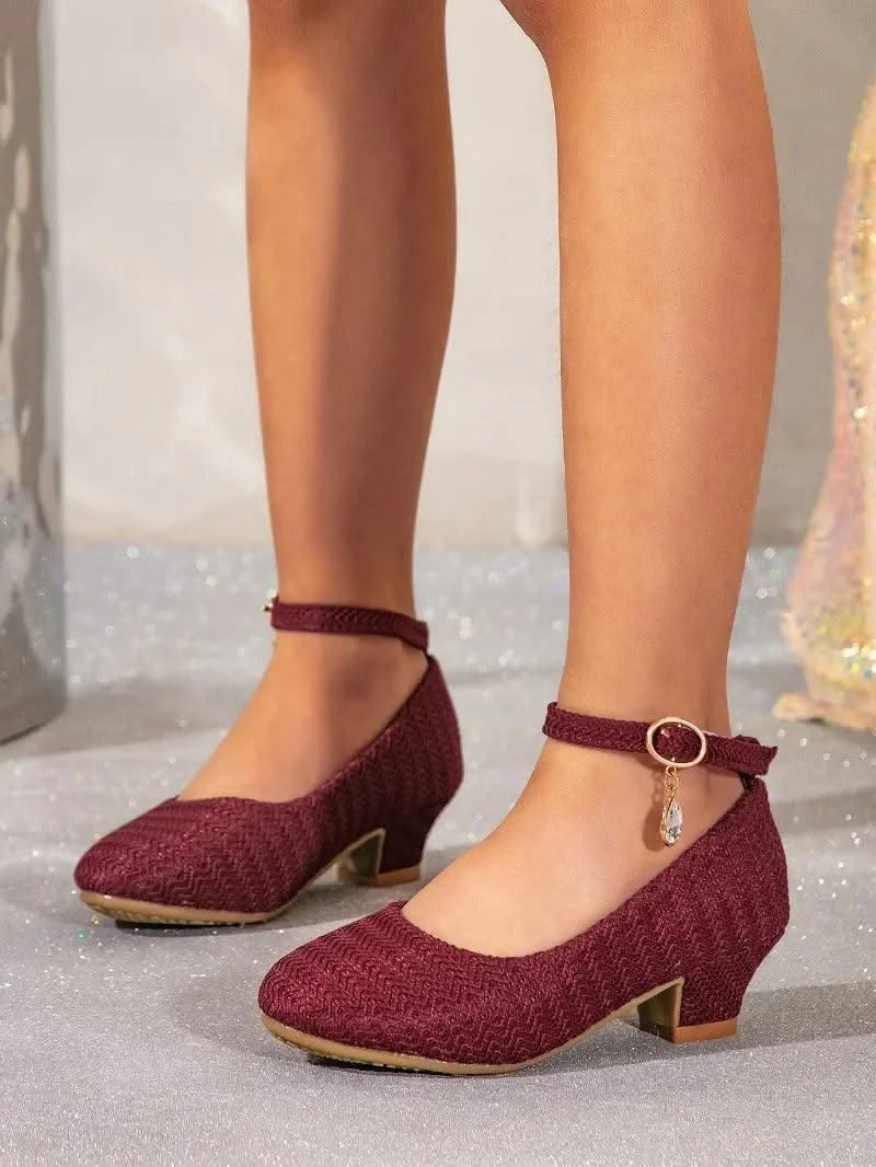 Non-slip Children's Leather Shoes with Heels | Catwalk | Versatile Girls Fashion |  Kids | Princess, Wedding, Party Shoes