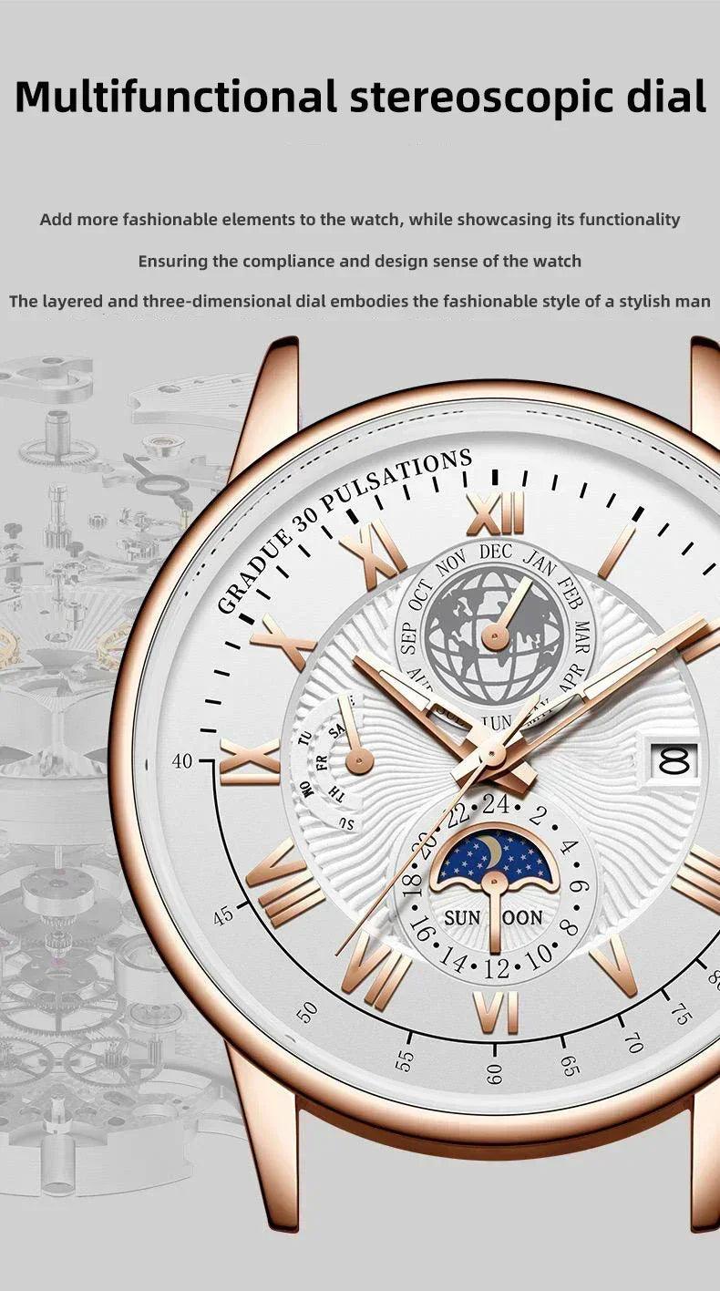 2024 men watch fashion top luxury sport men’s wristwatch waterproof luminous leather date quartz watches man clock