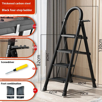 Adjustable Zigzag Folding Ladder 3 4 5 6 Step Thickened Carbon Steel Engineering Ladder Stable Climbing Tool for Home And Garden