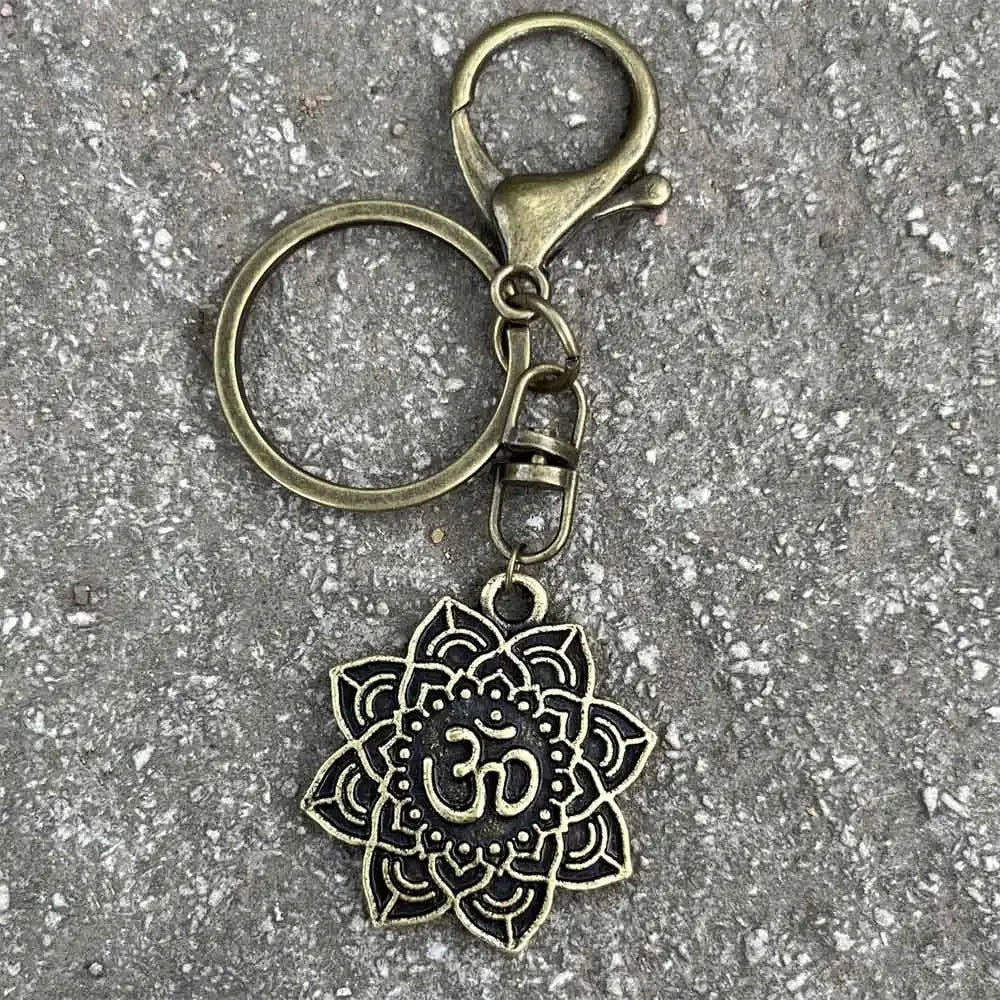 Nostalgia Mandala Yoga Keychain For Women Lotus Key Holder Accessories Buddhism Jewelry