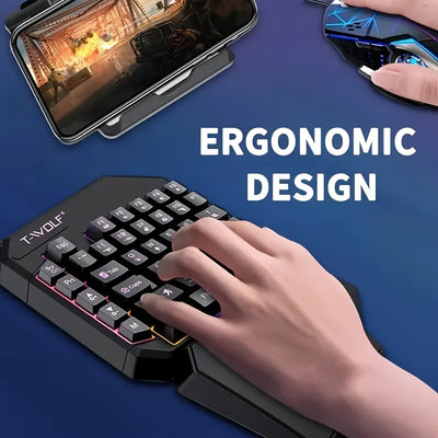 2 in1 Keyboard and Mouse Set Ergonomic Wireless Gaming Keyboard 7 RGB Backlighting, and Programmable Buttons for PC/Laptop