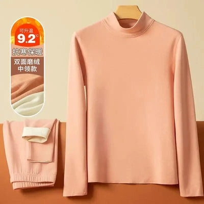Thermal Underwear Sets for Women Mid-high Collar High Stretch Base Tops