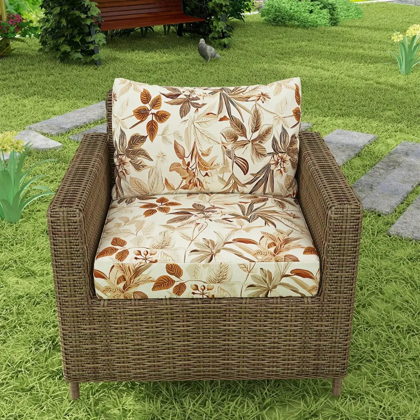 Outdoor Tropical Print Sofa Cushion Covers - Non-Slip Furniture Protectors, Replacement for Individual Seat Cushions