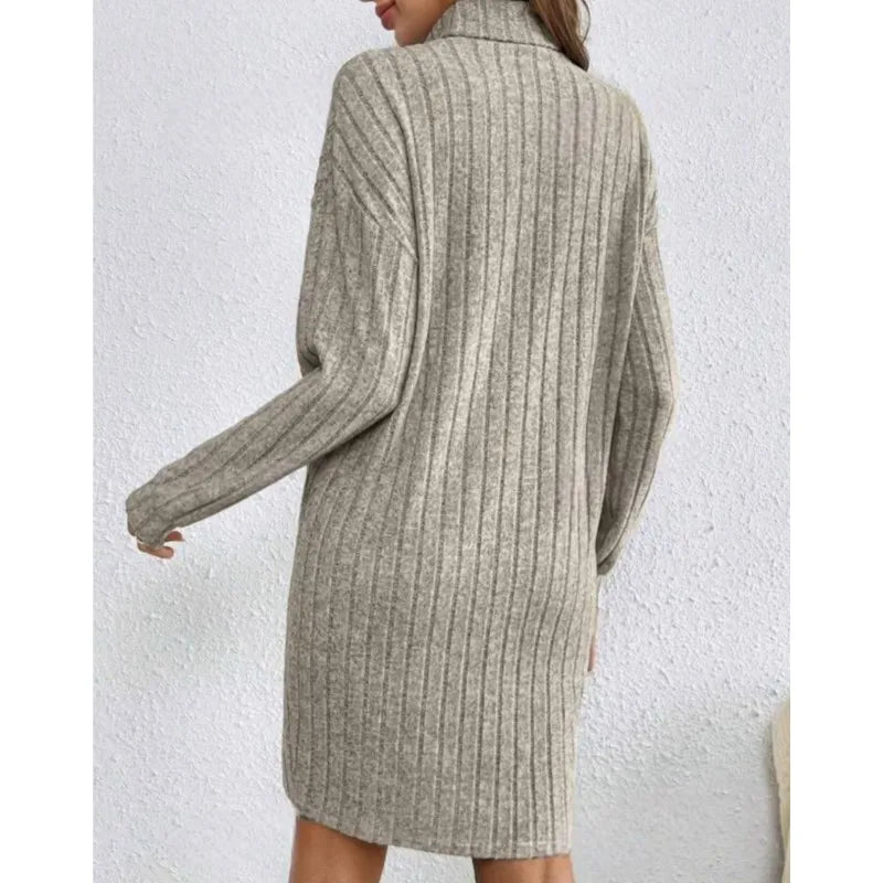 Women's Dress 2025 New Autumn And Winter Knitted Casual Long-sleeved High-neck Loose And Comfortable Women Dresses Streetwear
