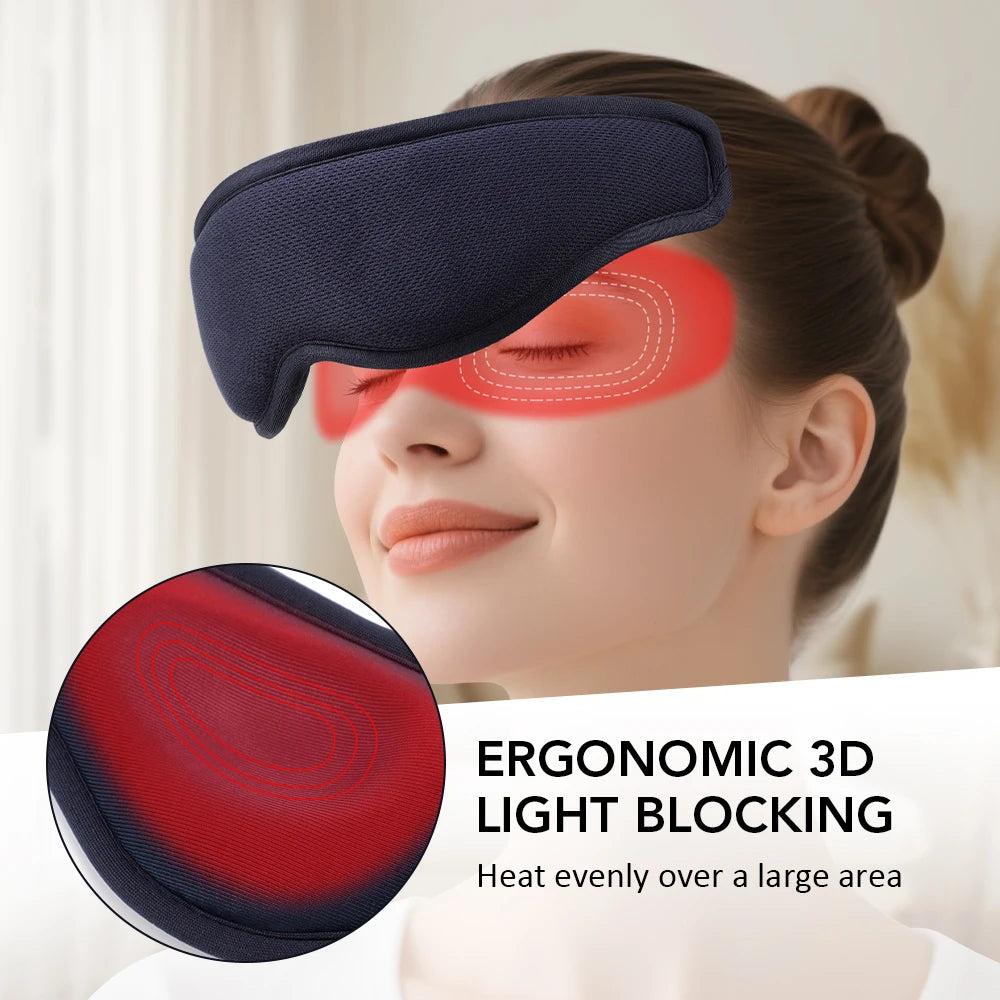 Hot Compress Steam Eye Mask 3D Electric Heated Eye Massager for Relieve Eyes Dry Strain Dark Circles Sleeping Mask Eyeshades