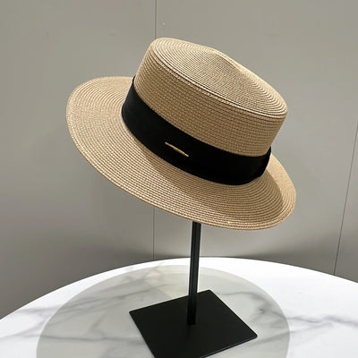 French Sunscreen Hat Women Summer Straw Hats Female Big Bim Flat Top Sunshade Cap Travel Beach Sun Visors Fisherman Cap