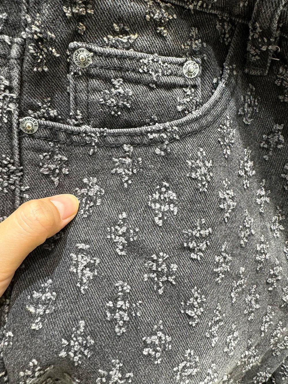 European Designer Jeans Men Ripped Holes Washed Baggy Pants New Fall Straight Fit Wide Leg Bottoms