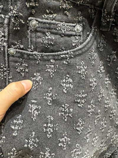 European Designer Jeans Men Ripped Holes Washed Baggy Pants New Fall Straight Fit Wide Leg Bottoms