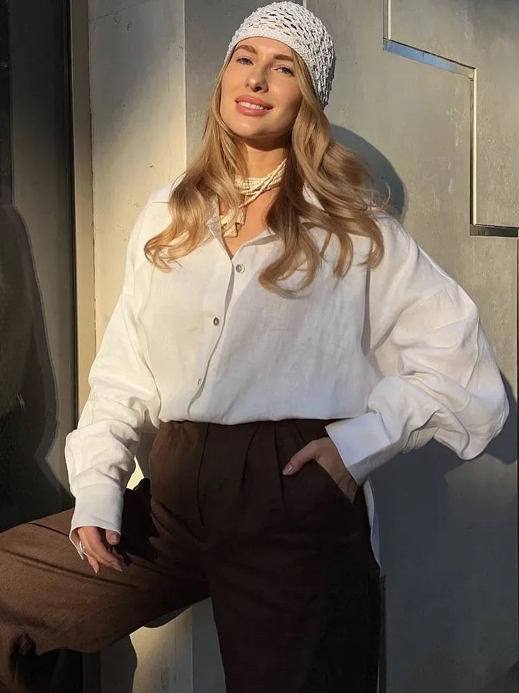 Fashion Loose Blouses Urban Women's Linen Top