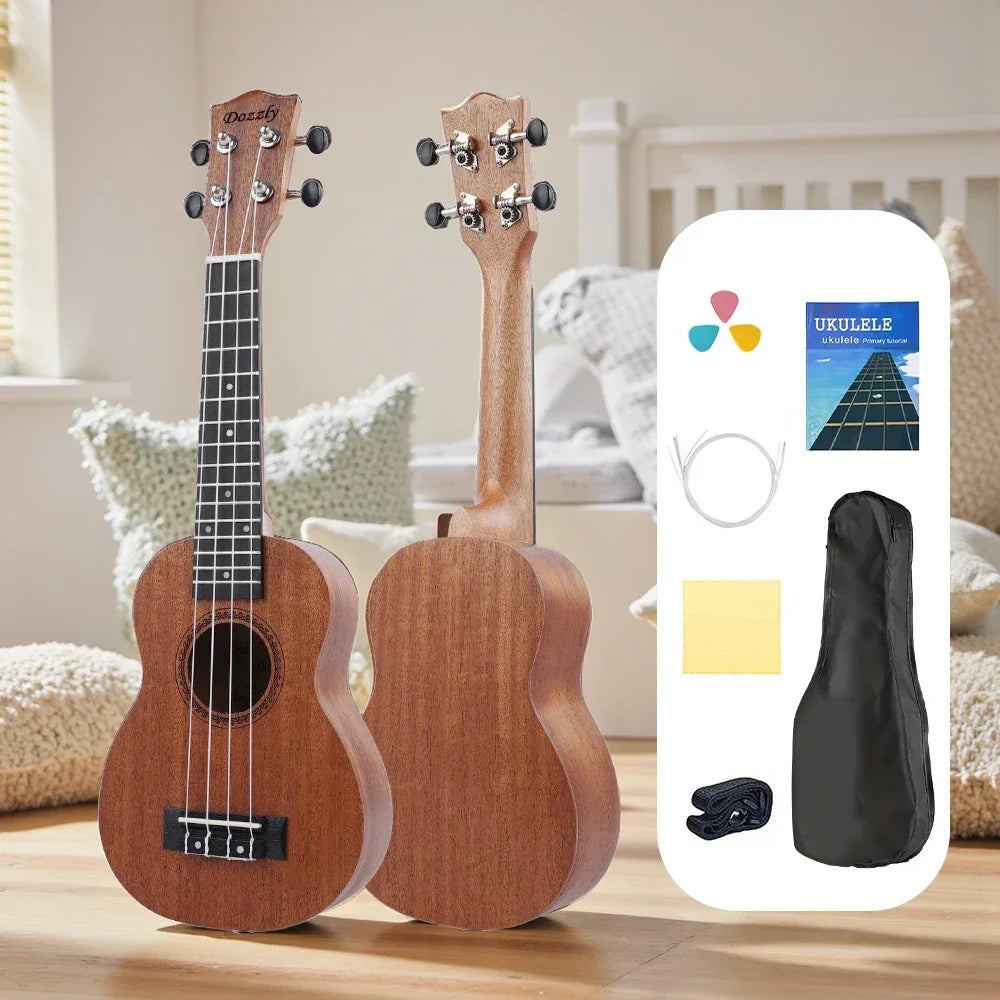 Ukulele Soprano 21 Inch Professional Acoustic Ukelele Four String Ukulele High Quality Solid Wood Beginner Kit for Kids Starter