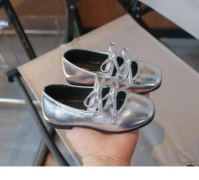 Autumn Children's Fashion Causal Black Ballet Shoes Solid Color Bowknot Elegant Girl Princess Shoes New Kids Leather Shoe