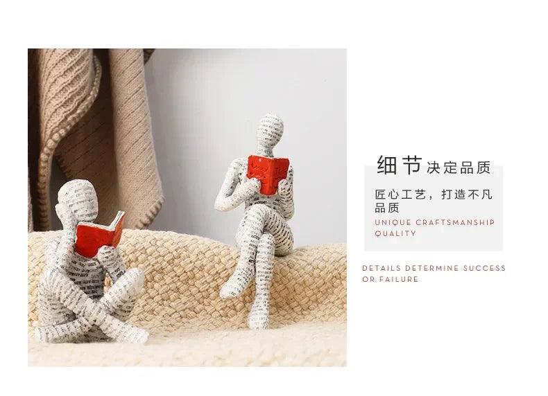 Resin abstract home decor figurines character designs fashionable bookshelf decorations living room office modern art