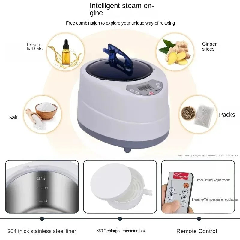 Portable Steam Sauna Beneficial Skin 2.0L Steamer Pot 1000W Slimming Bath SPA Strong Stainless Steel Bracket Sauna Room