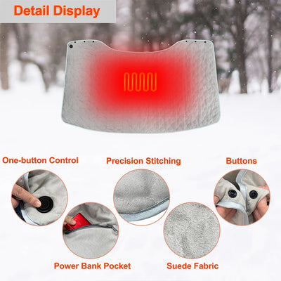 Wearable USB Electric Heated Blanket 3 Heating Levels Fleece Heated Blanket Quickly Heated Cape Pad for Home Office Car