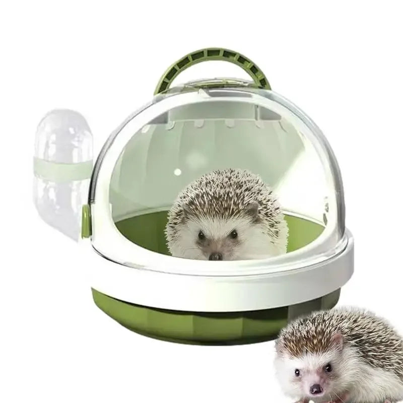 Lightweight PP Pet Carrier with Water Feeder Travel Cage for Hamster Guinea Pig Hedgehog Ferret Accessories