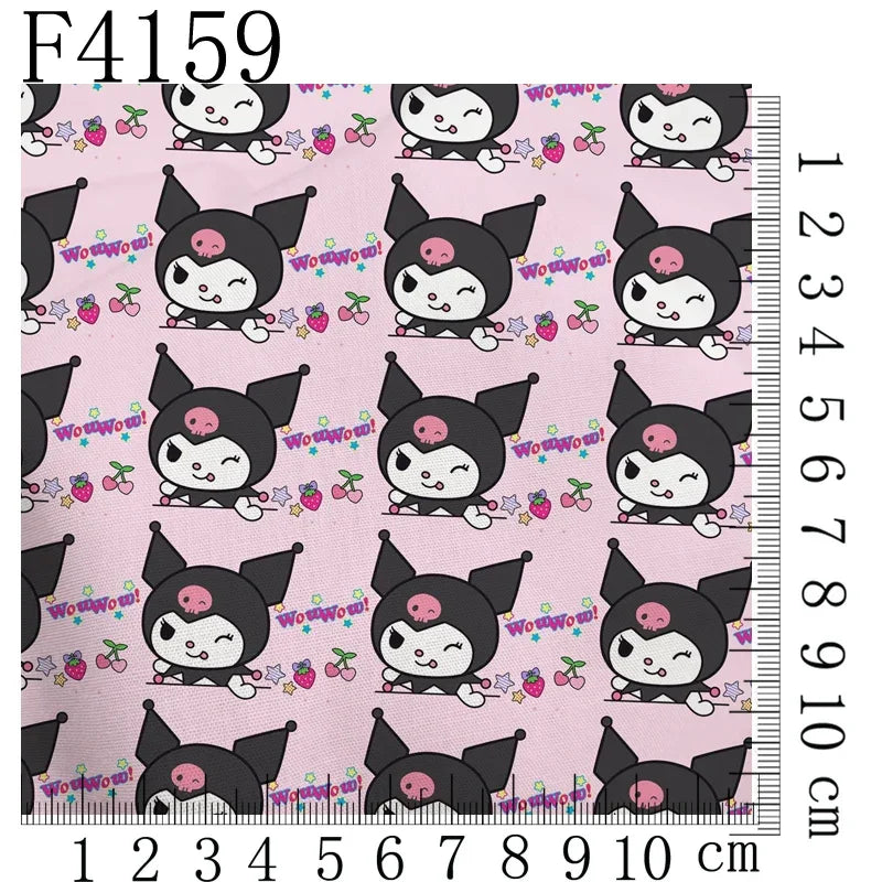 Cartoon Kuromi printed polyester cotton Fabric Clothes Patchwork Quilting DIY pet cloth bag fabric F4158