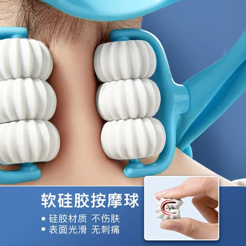Cervical spine massager manual clip neck neck 6 rounds kneading artefact handheld home six rollers shoulder and neck massage