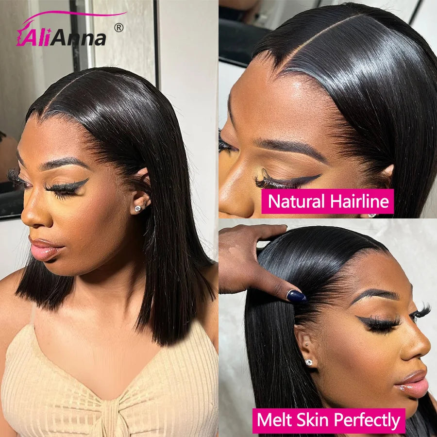 Bob Wig Human Hair 13x6 Lace Front Human Hair Wig Short Human Hair Wigs 100% Brazilian Short Straight Human Hair Wigs Preplucked