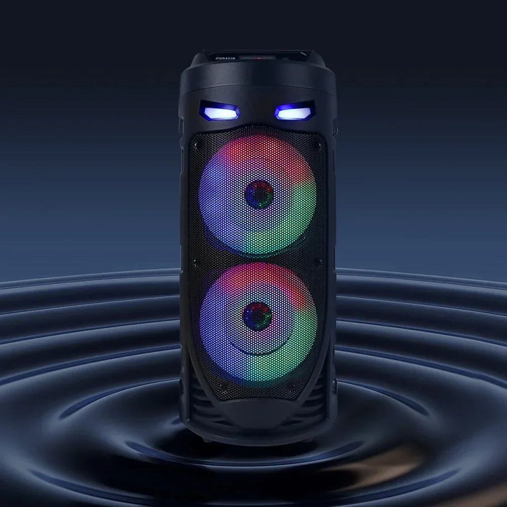 Bluetooth Wireless Speaker Stereo Speaker Support USB/TF/AUX/FM/BT/MIC Loud Boombox Speaker with Bass Lights for Outdoor Party