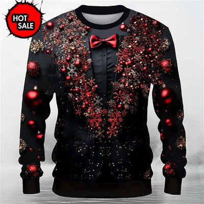 Fake Suit Ugly Christmas Sweater Santa Cosplay Sweatshirt For Women Mens Funny Xmas Ugly Sweaters Kids Party Suit Pullovers Tops